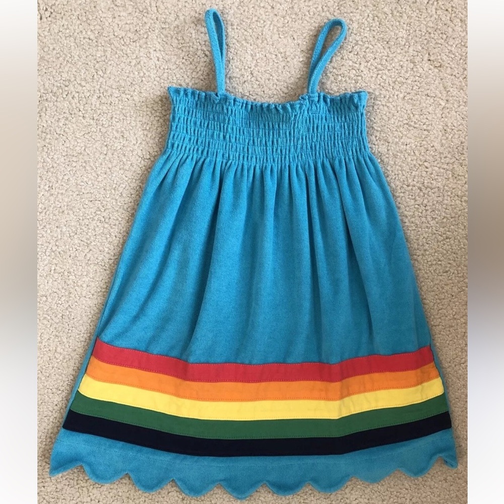 Hanna Andersson Blue sundress
 with Rainbow Stripes